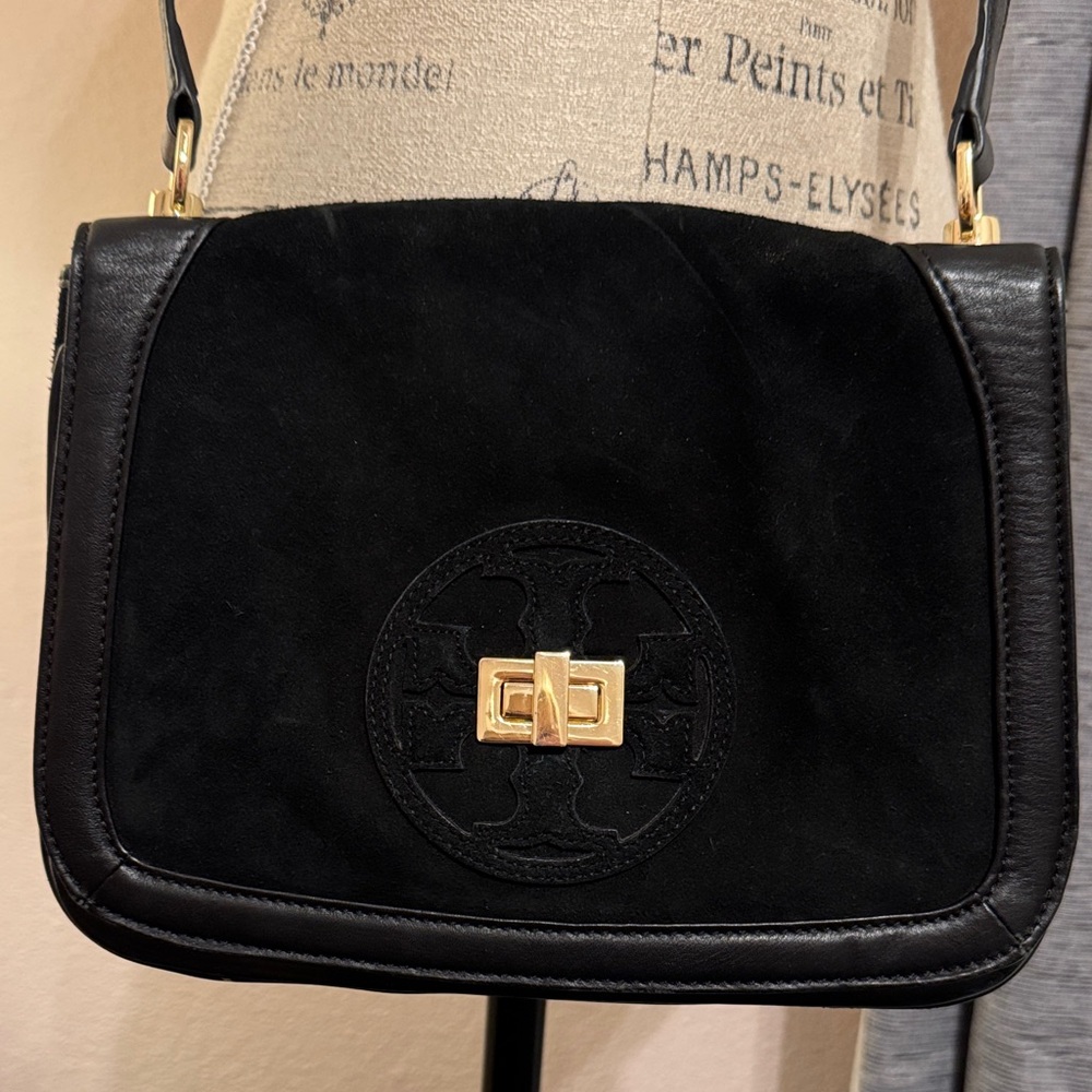 Tory Burch Black and Gold Shoulder Bag